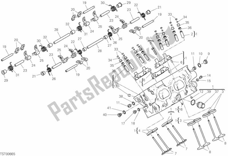 All parts for the Rear Head of the Ducati Superbike Panigale V4 Thailand 1100 2019